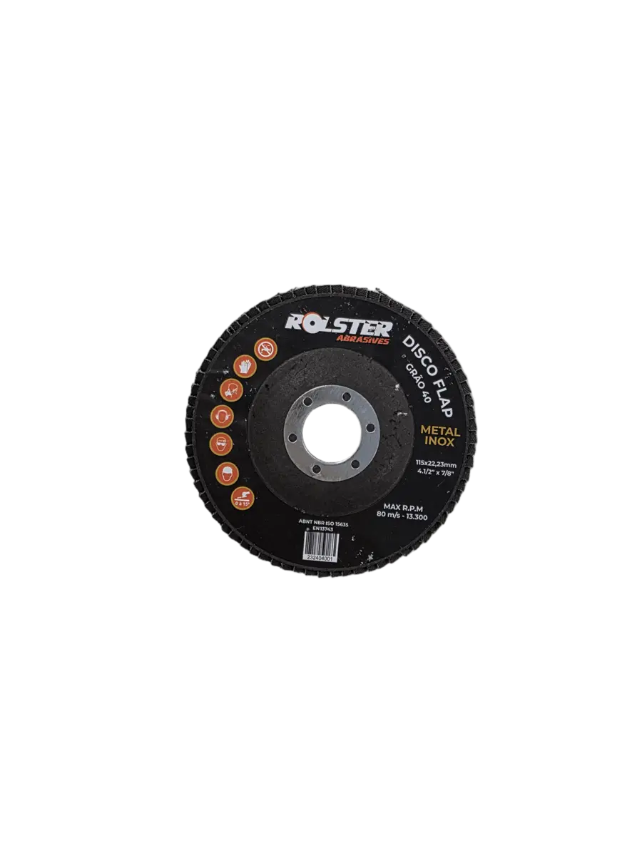 Disco Flap 4.1/2 X 7/8″ (115 X 22,23mm) Grão 40 – Metal e Inox