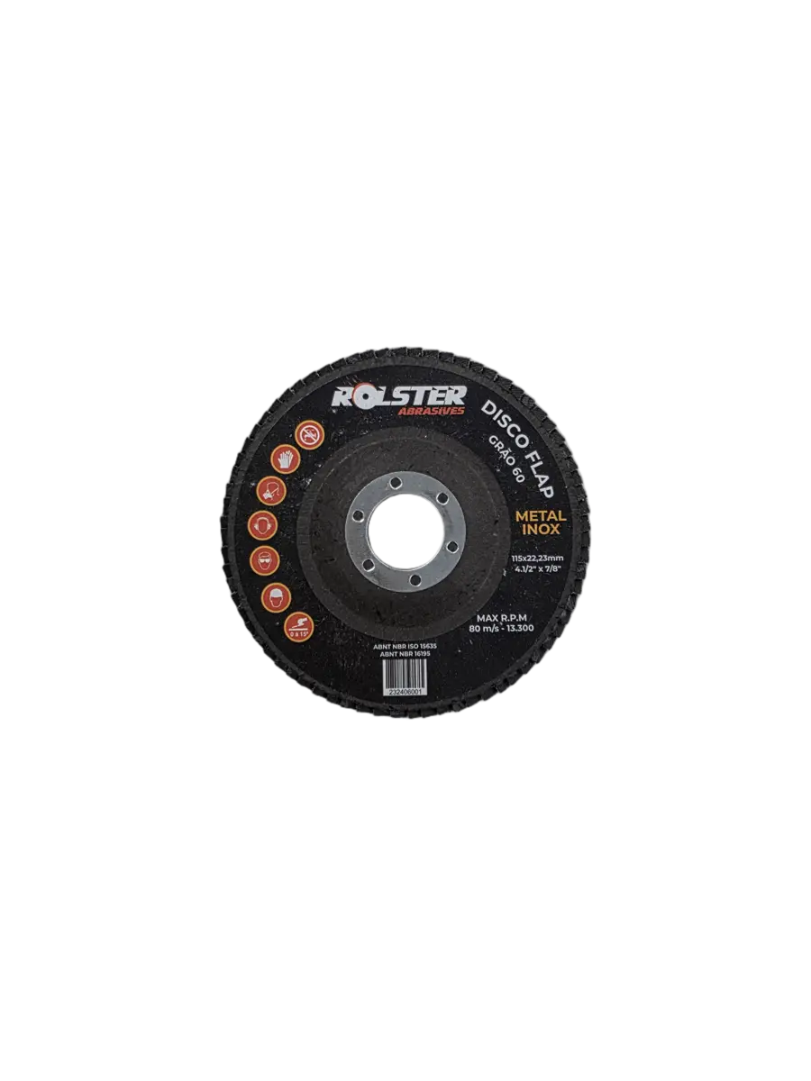 Disco Flap 4.1/2 X 7/8″ (115 X 22,23mm) Grão 60 – Metal e Inox