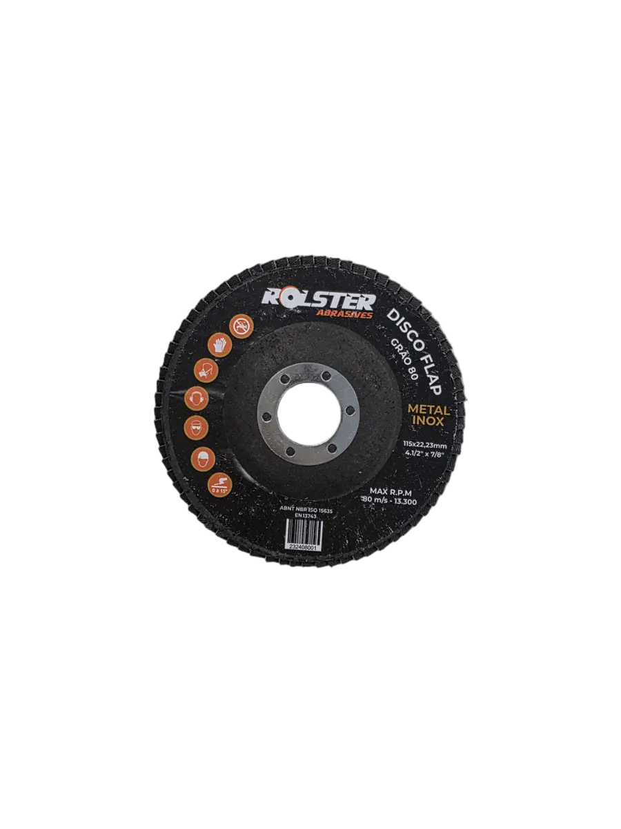 Disco Flap 4.1/2 X 7/8″ (115 X 22,23mm) Grão 80 – Metal e Inox