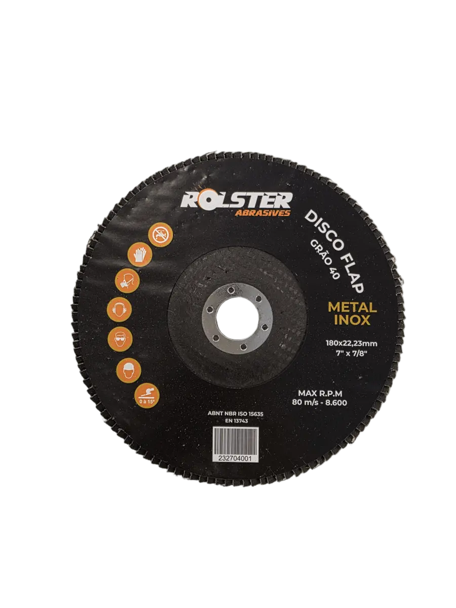 Disco Flap 7 X 7/8″ (180 X 22,23mm) Grão 40 – Metal e Inox